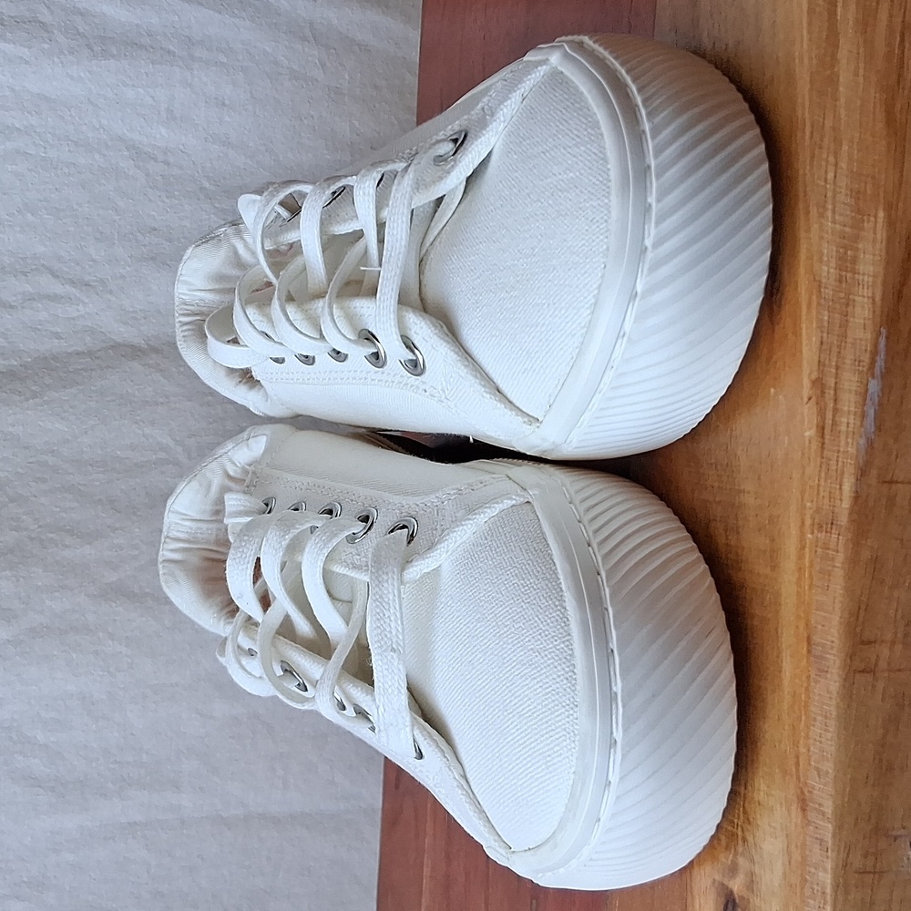 Quince Eco Cotton Canvas White Sneakers Size 6.5 Raw Natural Rubber - Picture 4 of 11